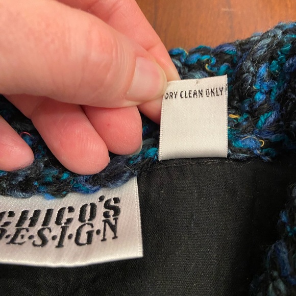 Vintage Chico's Woven Jacket Size 1/ Medium Textured Tweed Blazer Button Front - Picture 5 of 8